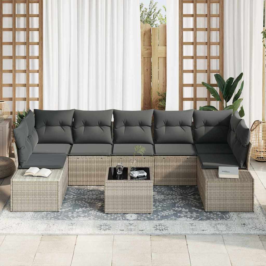 Garten-Sofa-Set 8 pcs Hellgrau und Dunkelgrau 55 x 55 x 37 cm
